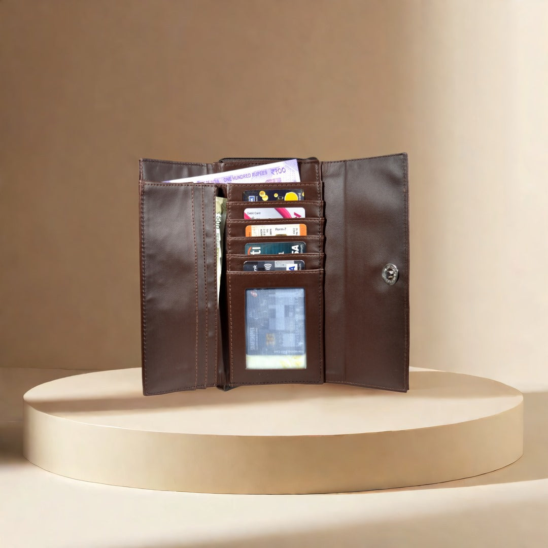 Acrot Women’s Artificial Leather Wallet with 10 Card Slots – Stylish & Durable Clutch Purse