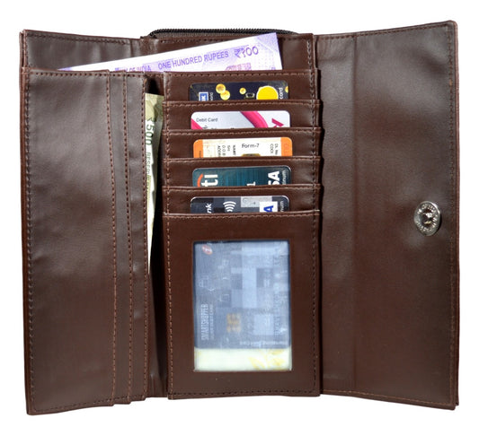 Acrot Women’s Artificial Leather Wallet with 10 Card Slots – Stylish & Durable Clutch Purse