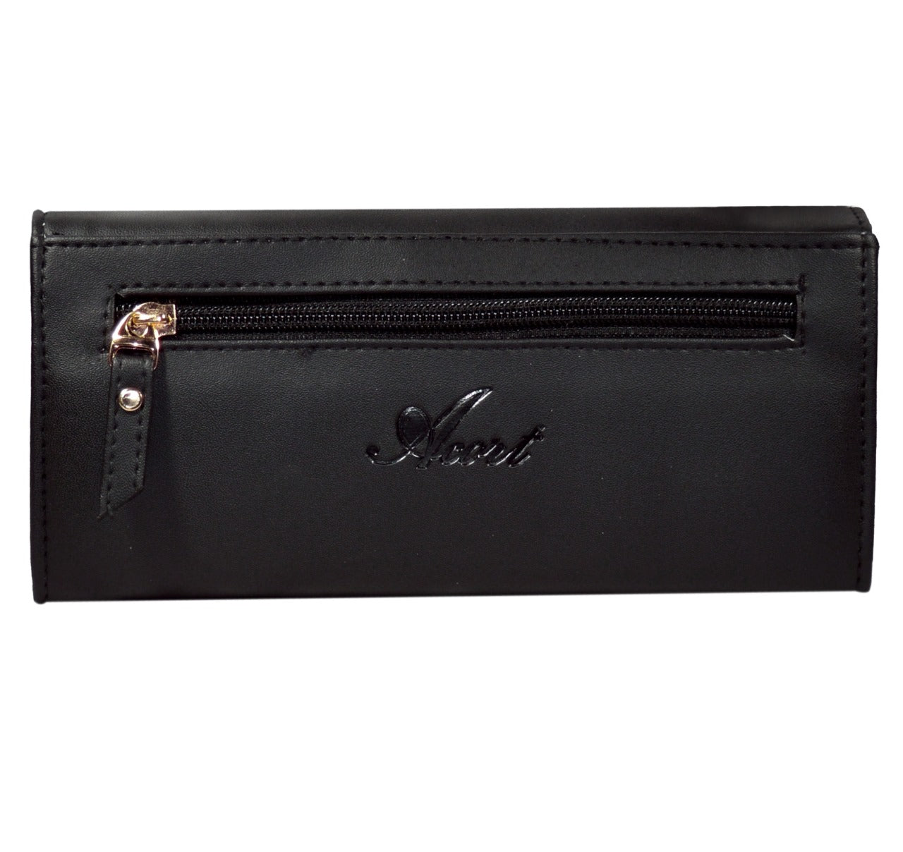 Acrot Women’s Black Leather Wallet with 10 Card Slots – Elegant & Stylish Purse