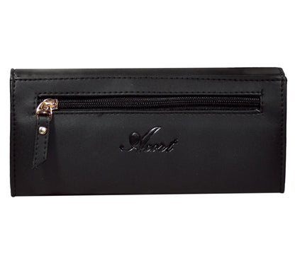 Acrot Women’s Black Leather Wallet with 10 Card Slots – Elegant & Stylish Purse