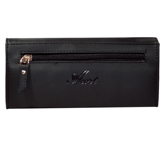 Acrot Women’s Black Leather Wallet with 10 Card Slots – Elegant & Stylish Purse