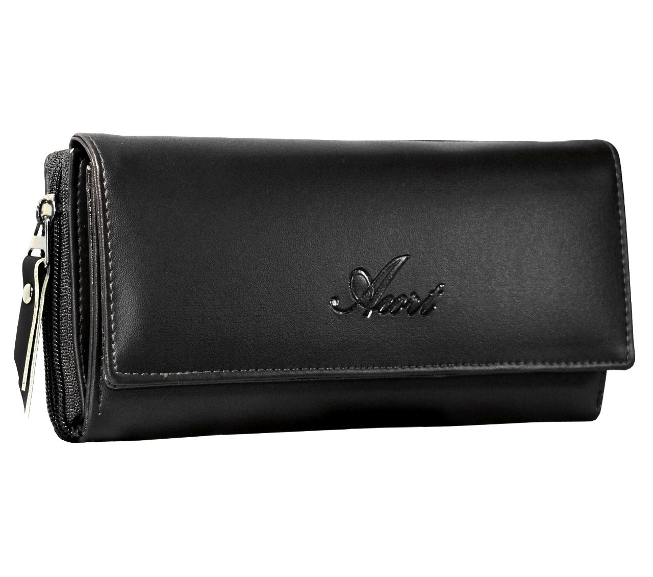 Acrot Women’s Black Leather Wallet with 10 Card Slots – Elegant & Stylish Purse